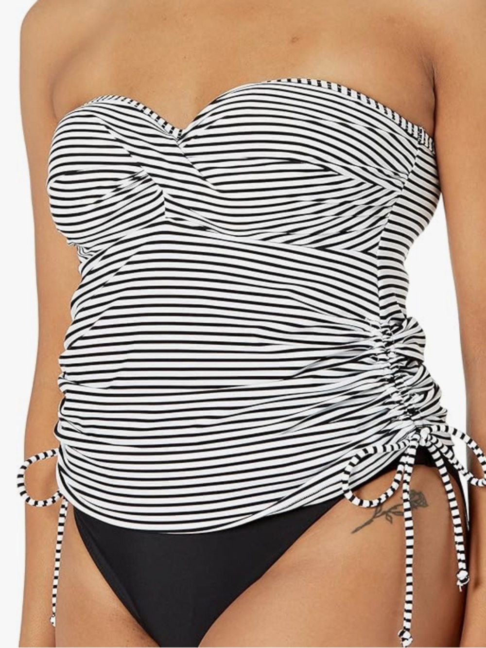 Panache Anya Black and White Stripe Bra-Sized Bandeau Tankini Top Size 36DD - Picture 3 of 13